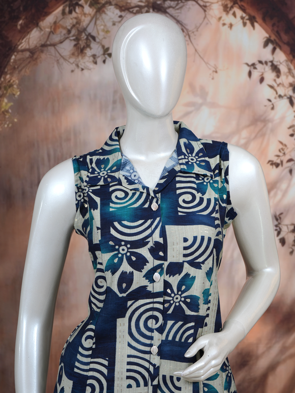 Teal Blue and Beige Co-ord Set