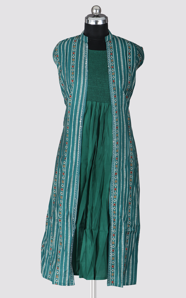 Dual Shade of Green - Long Gown