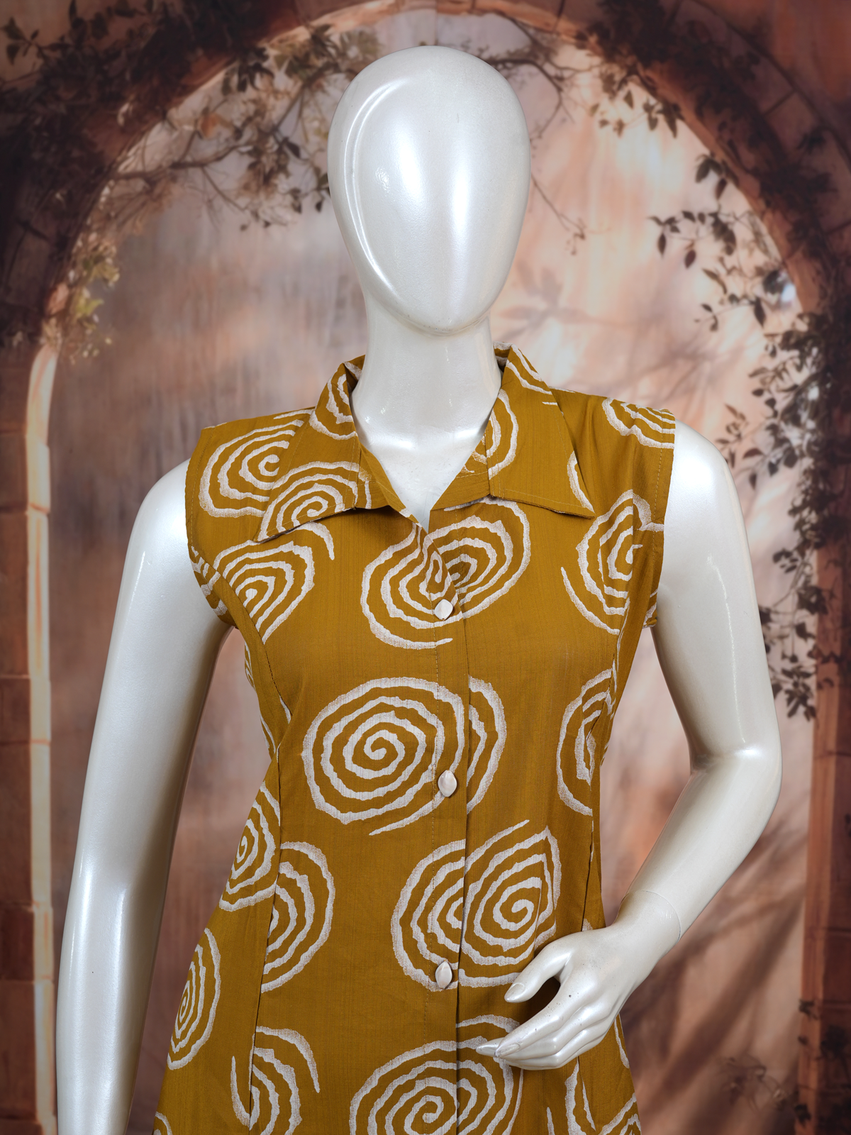 Mustard Yellow Cotton Batik Print Co-ord Set