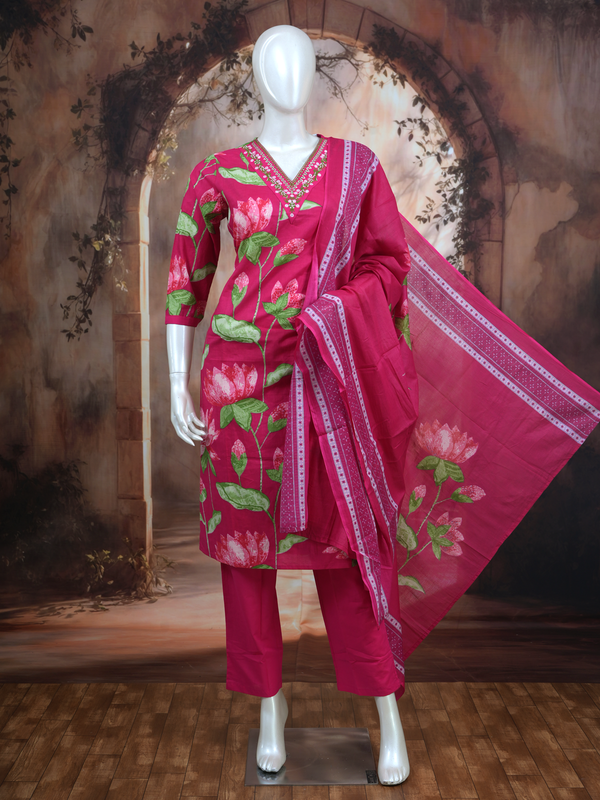 Magenta Pink with Pink Anarkali Set