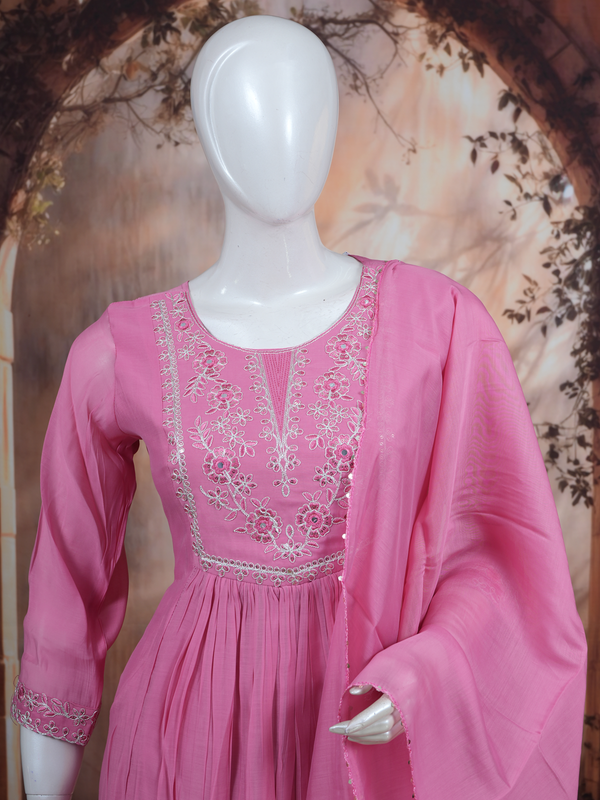 Pink with Dupatta Anarkali Set