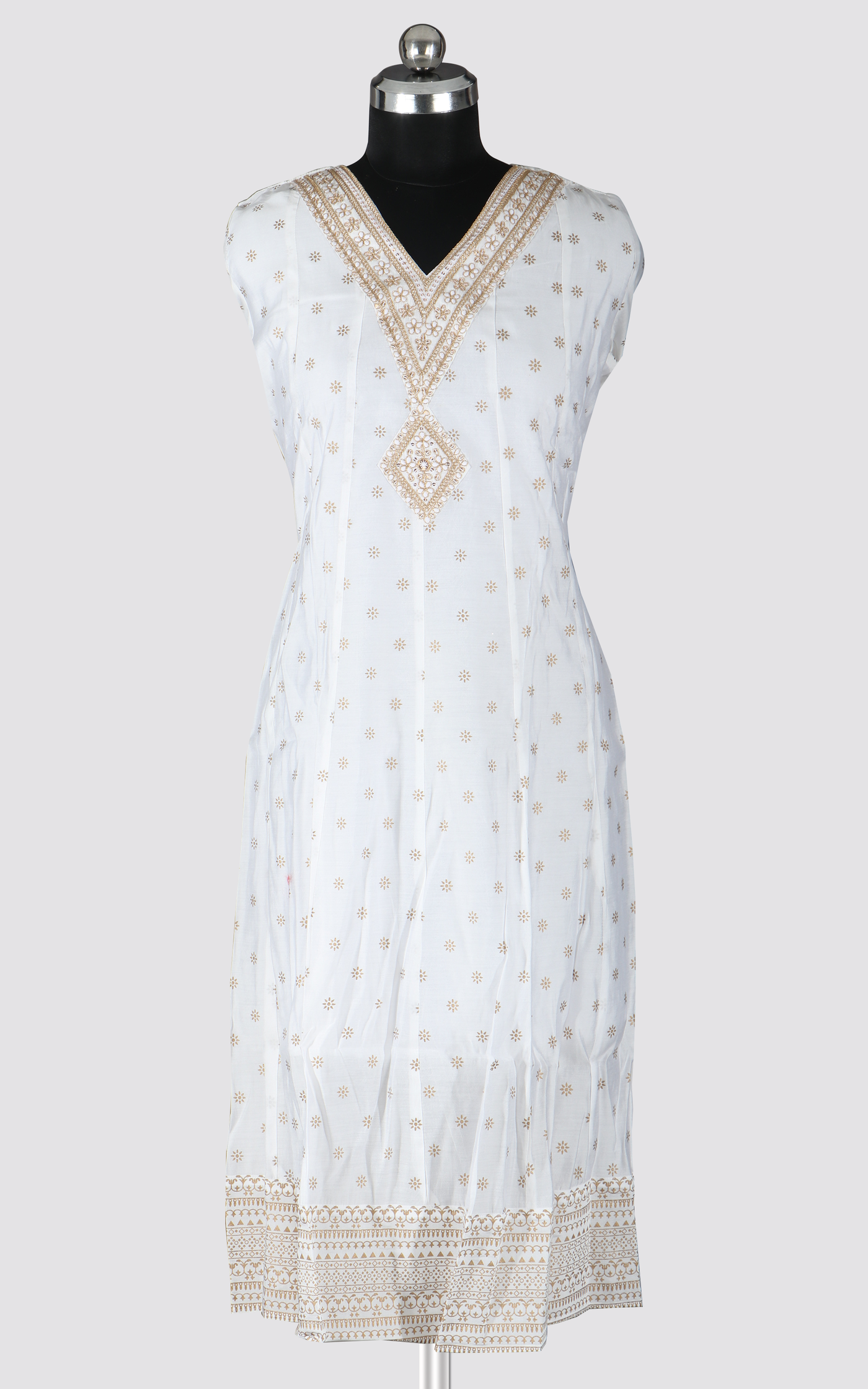 White - Printed Anarkali Kurti