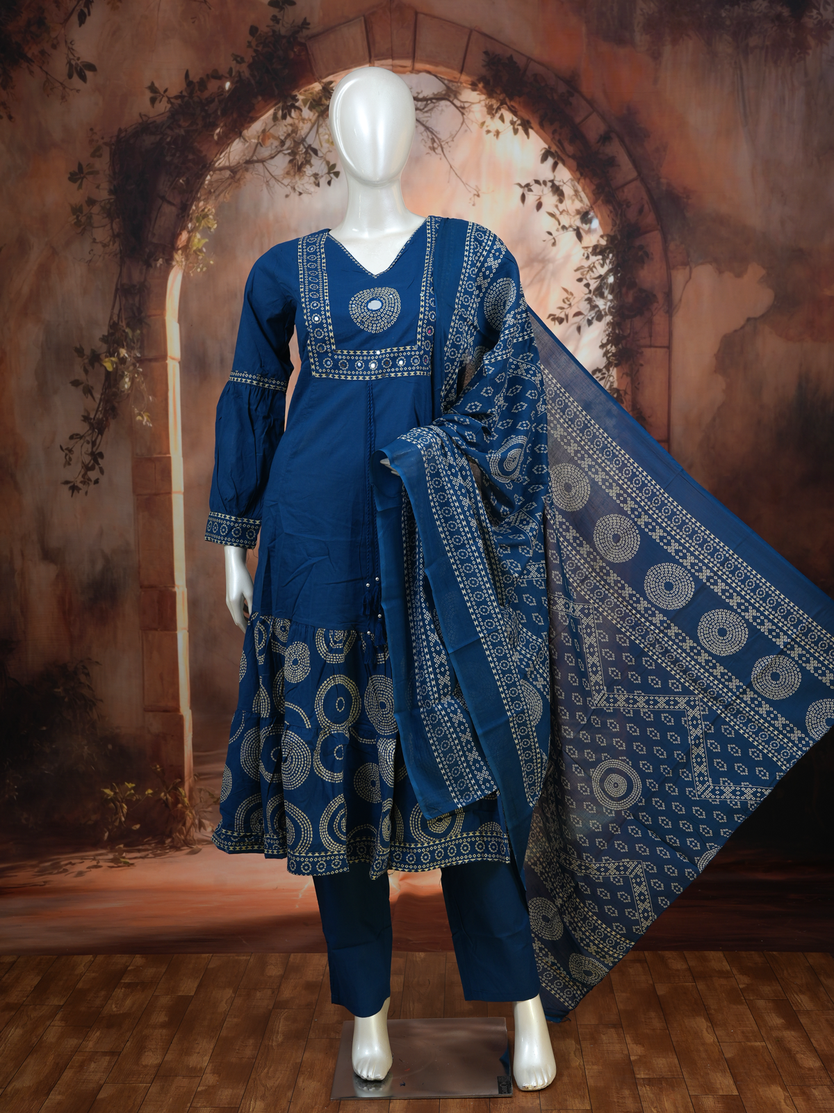 Indigo Blue with Dupatta Anarkali Set