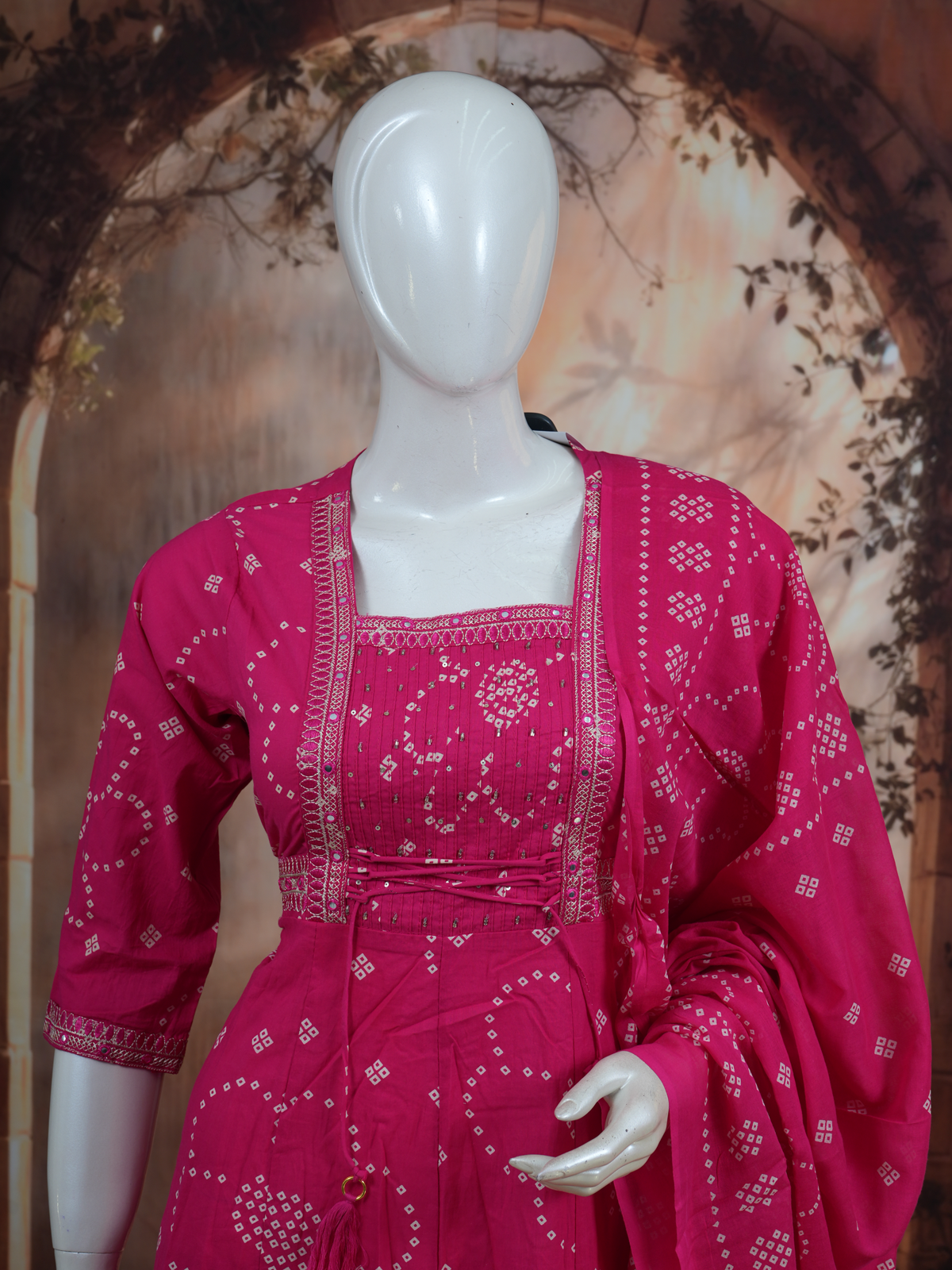 Pink with Dupatta Anarkali Set