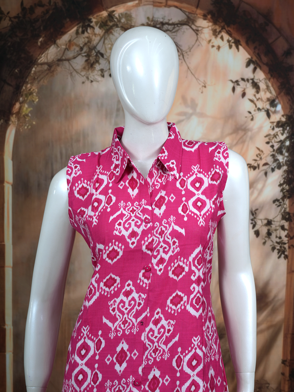 Pink Ikat Print Cotton Co-ord Set