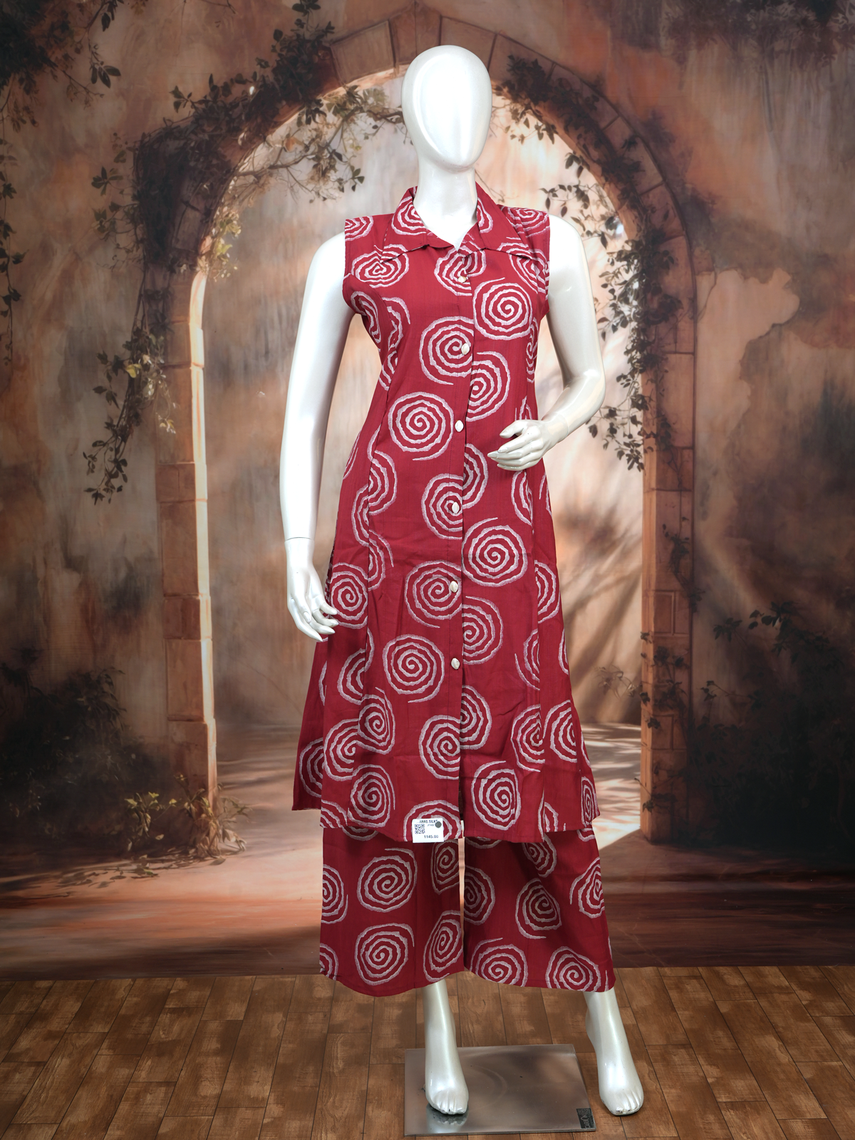 Maroon Shibori Print Co-ord Set