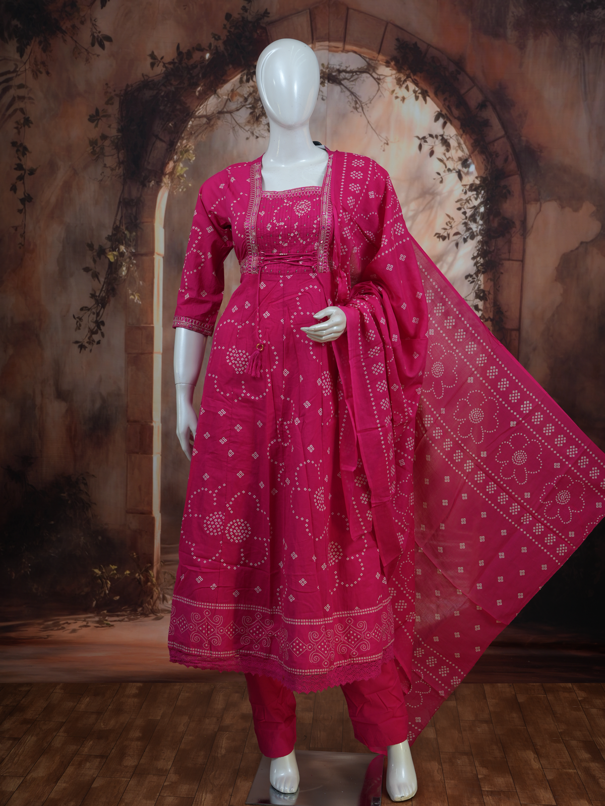 Pink with Dupatta Anarkali Set