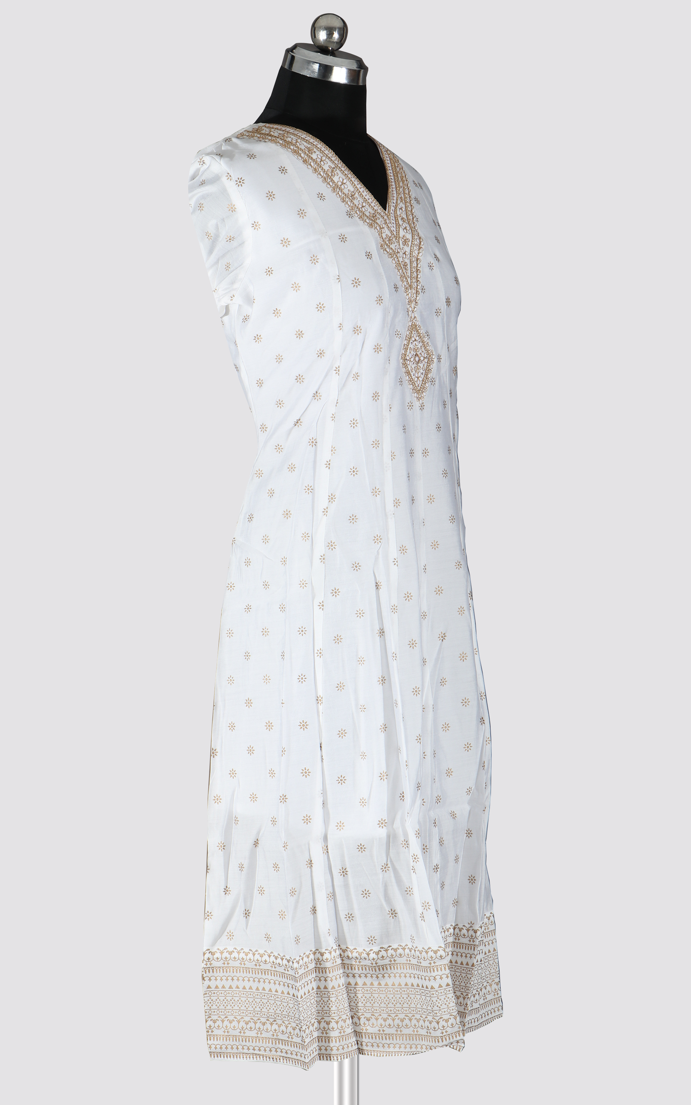 White - Printed Anarkali Kurti