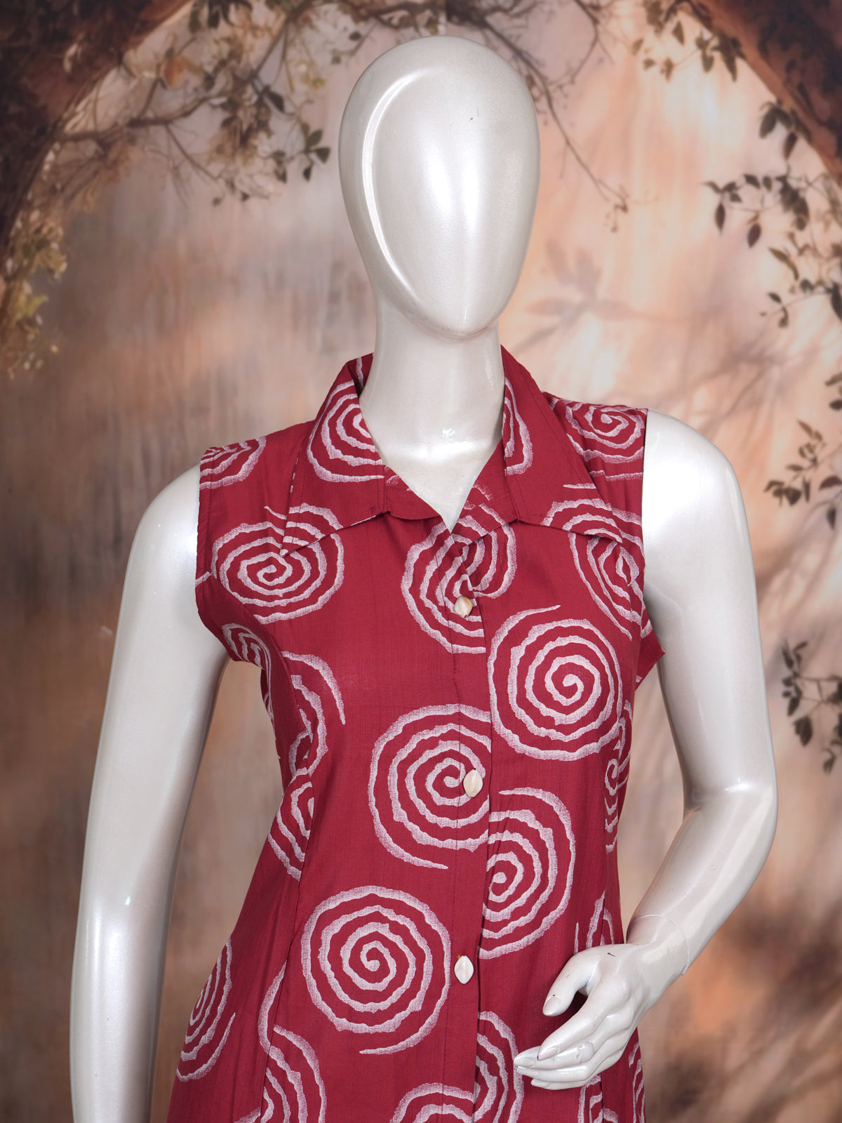 Maroon With Wthie Ready Made Kurti Set
