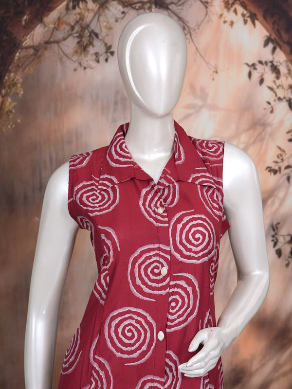 Maroon With Wthie Ready Made Kurti Set