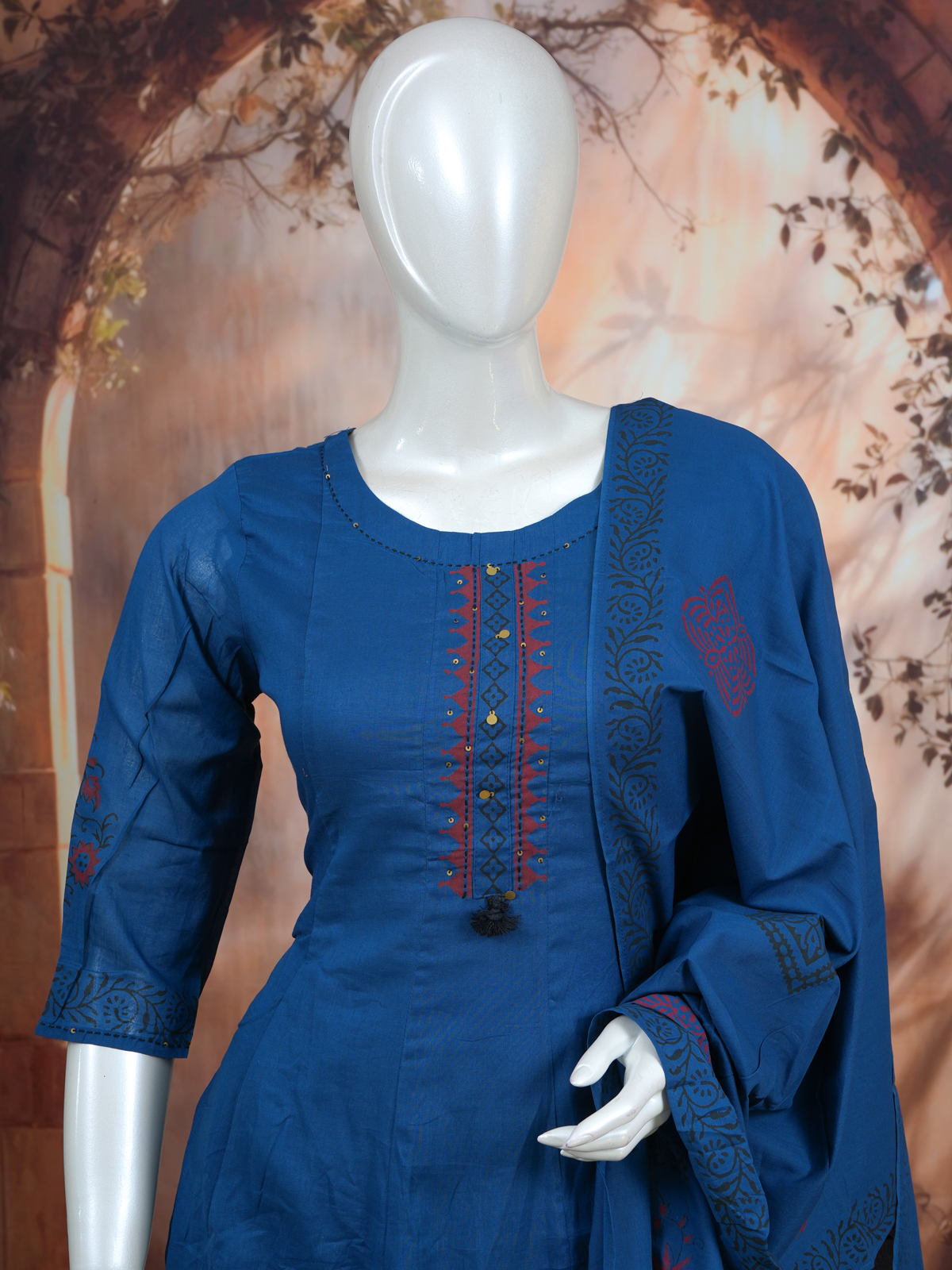 Prussian Blue with Dupatta Anarkali Set