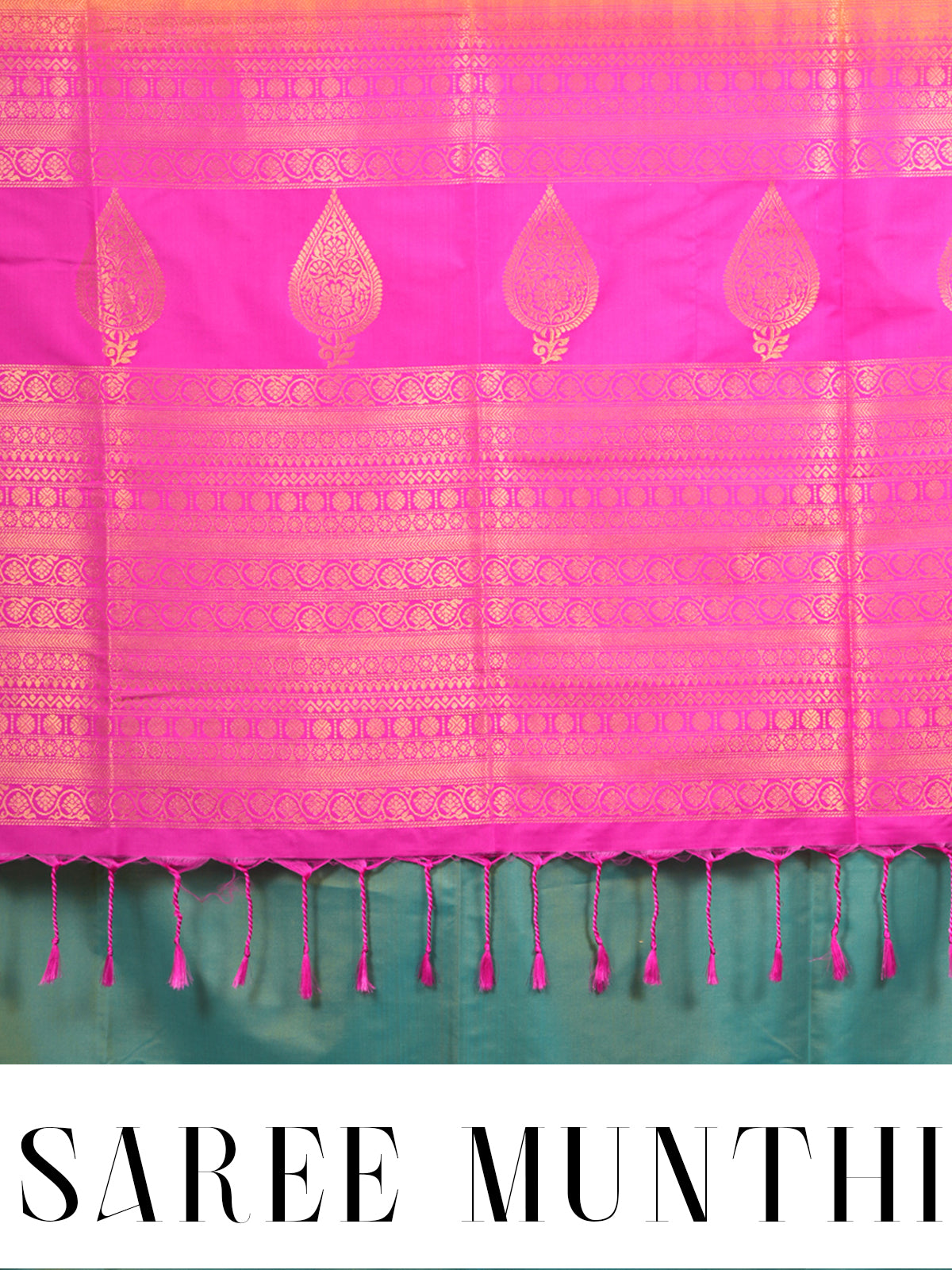 Sea Green with Rani Pink Semi Silk Saree