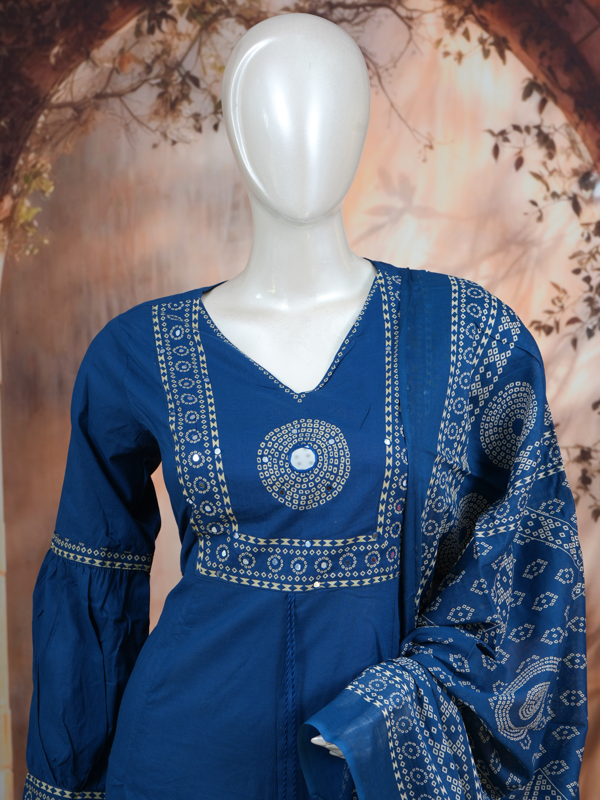 Indigo Blue with Dupatta Anarkali Set