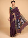 Deep Wine with Black - Pochampalli Cotton Saree