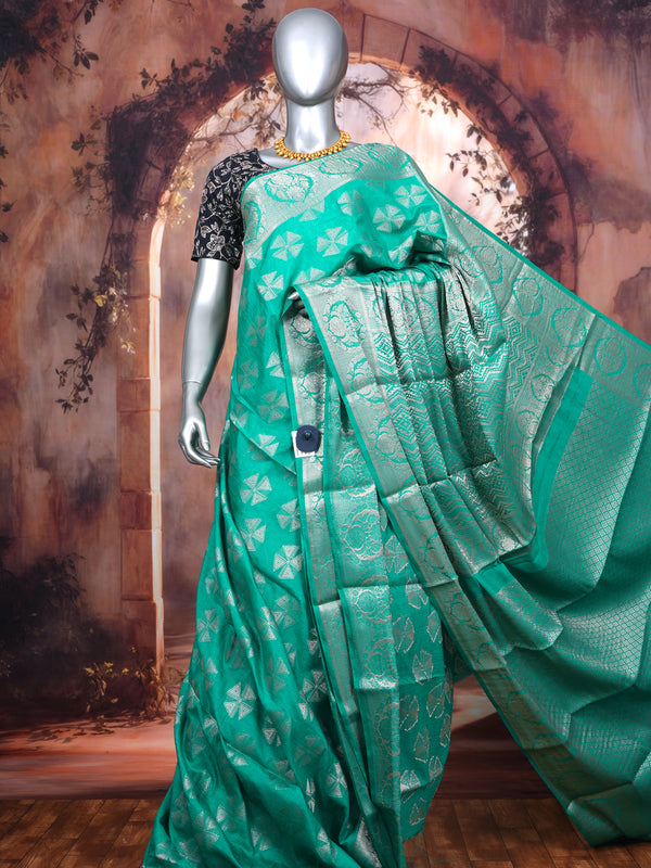 Sea Green with Silver Zari- Semi Tussar Saree