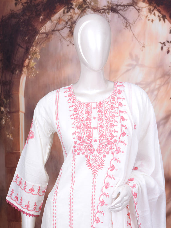 Off-White with Pink Dupatta Ready Made Salwar Suit