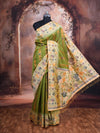 Parrot Green Semi Silk Saree