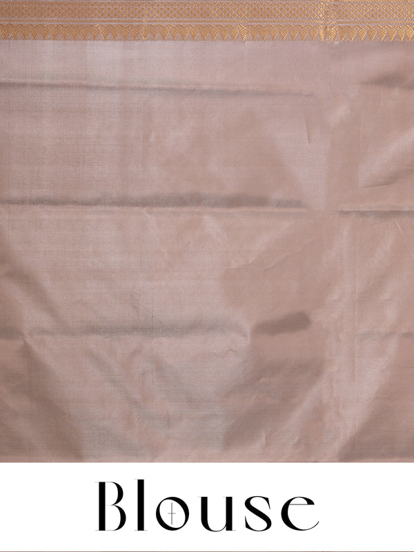 Olive Green with Pastel Pink and Beige Munthi Vaalai Naar Pattu Saree