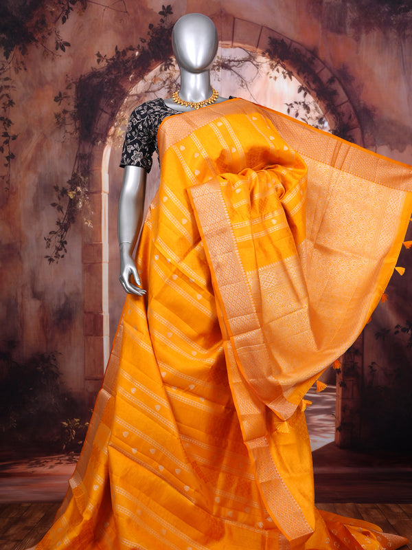 Yellow With Gold Zari - Semi Tussar Saree