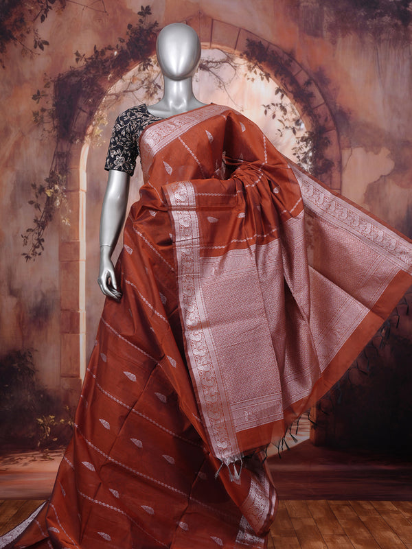 Rust Orange Silk Cotton Saree