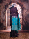 Deep Maroon With Blue Semi Silk Saree