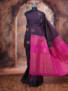 Purple with Rani Pink  Semi Silk Saree