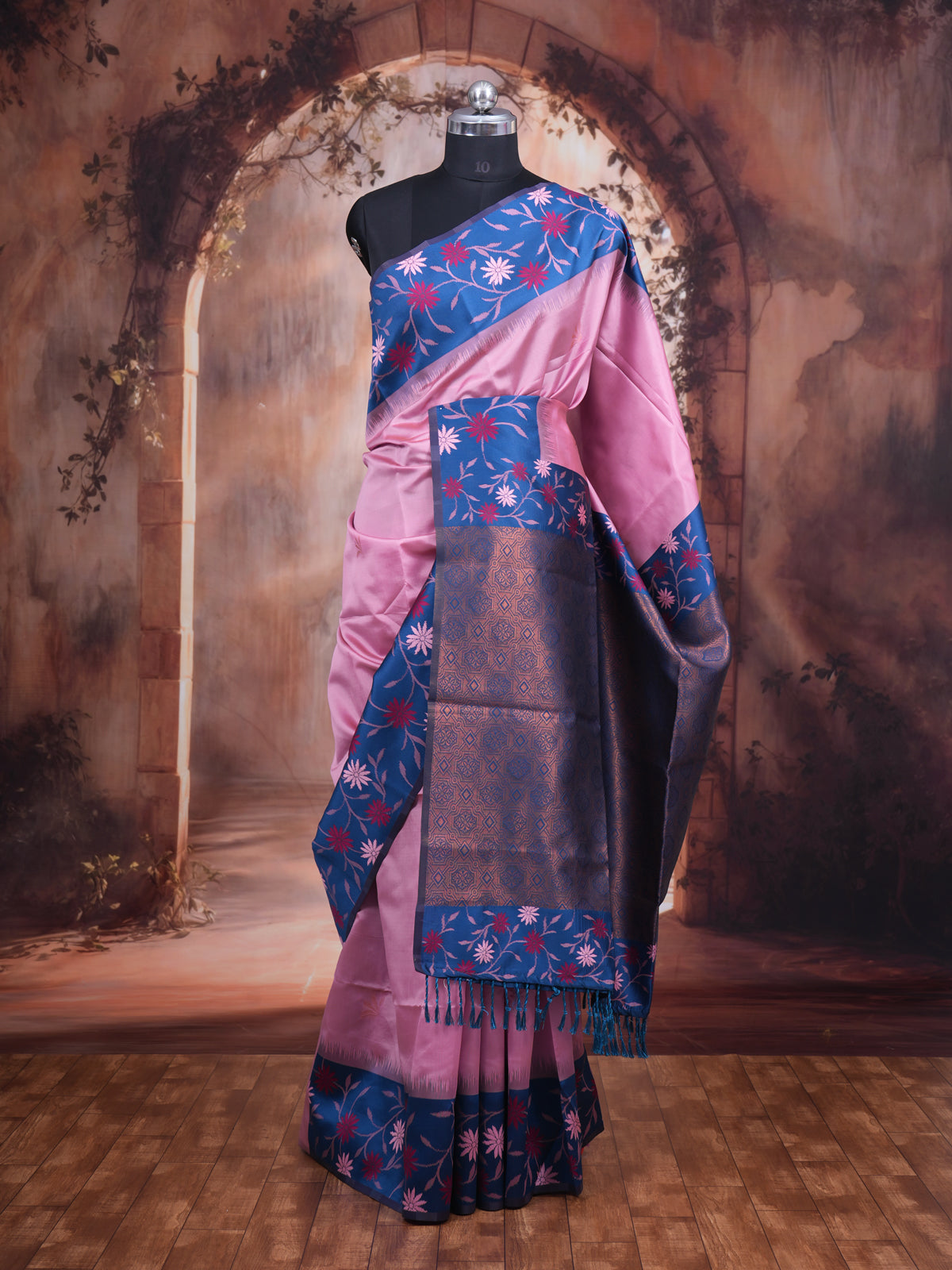 Onion Pink Semi Silk Saree