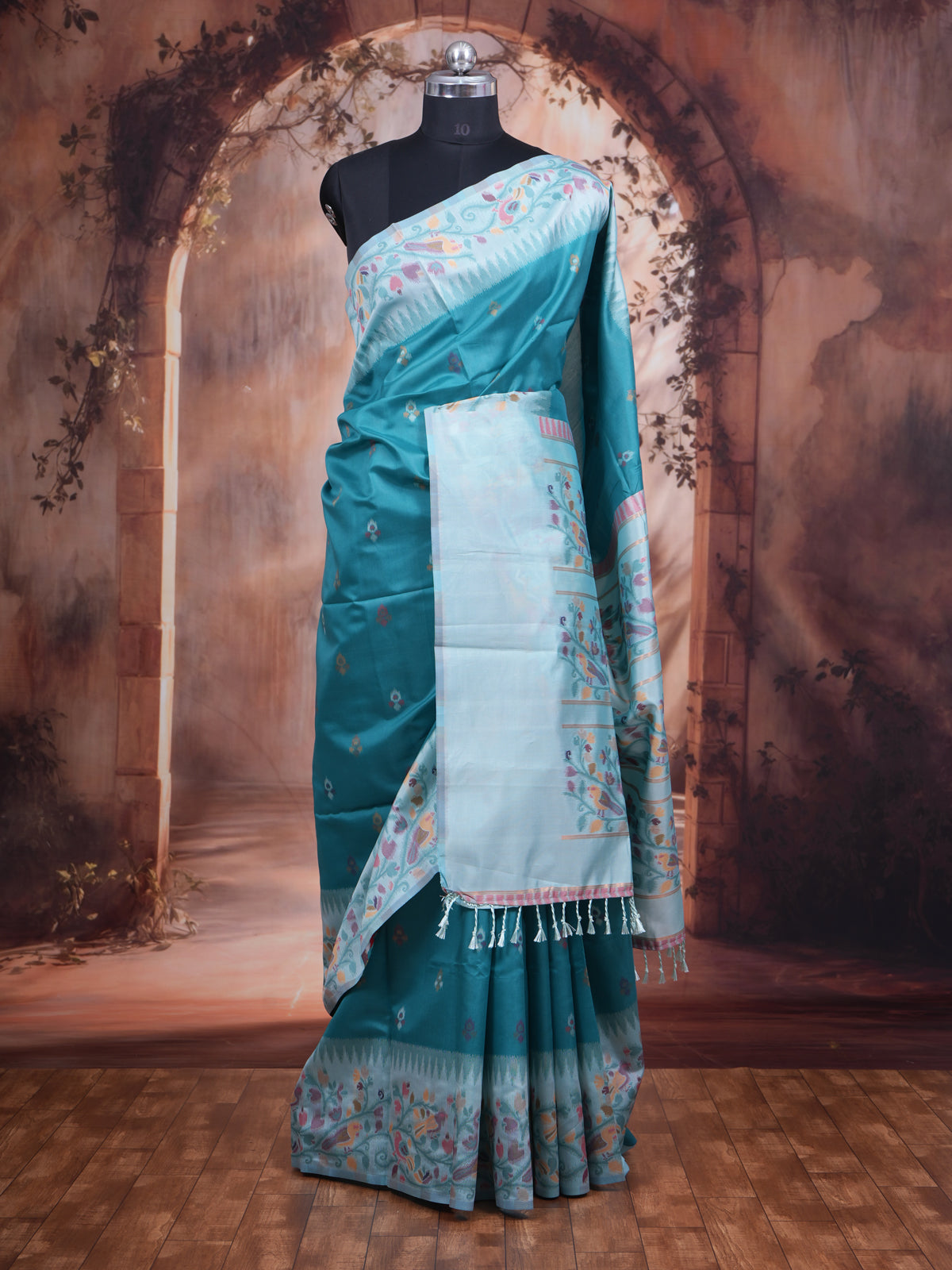 Teal Blue Semi Silk Saree