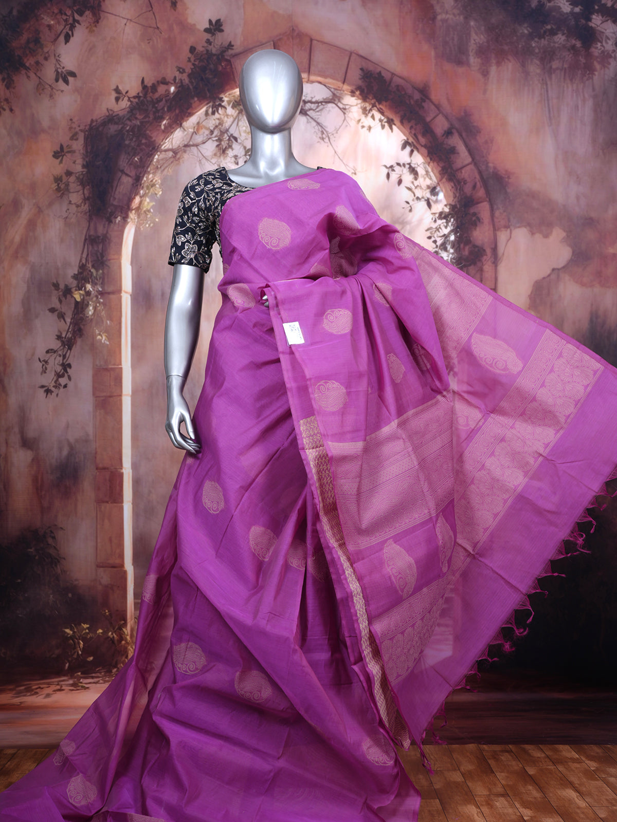 Magenta Pink with Self Munthi Silk Cotton Saree