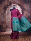 Magenta Pink with Rama green  Semi Silk Saree