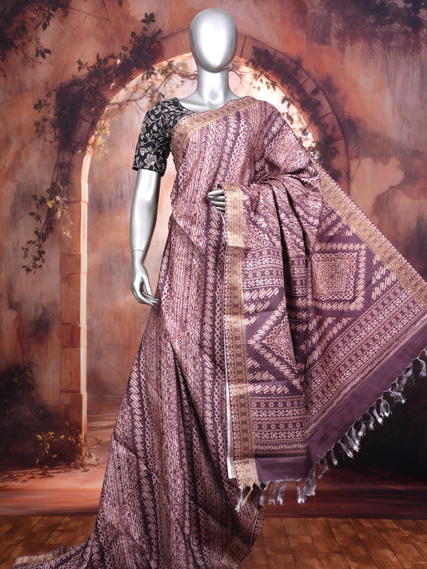 Mauve and Antique Gold Dola Silk Saree