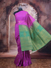 Magenta Pink with Green Semi Silk Saree