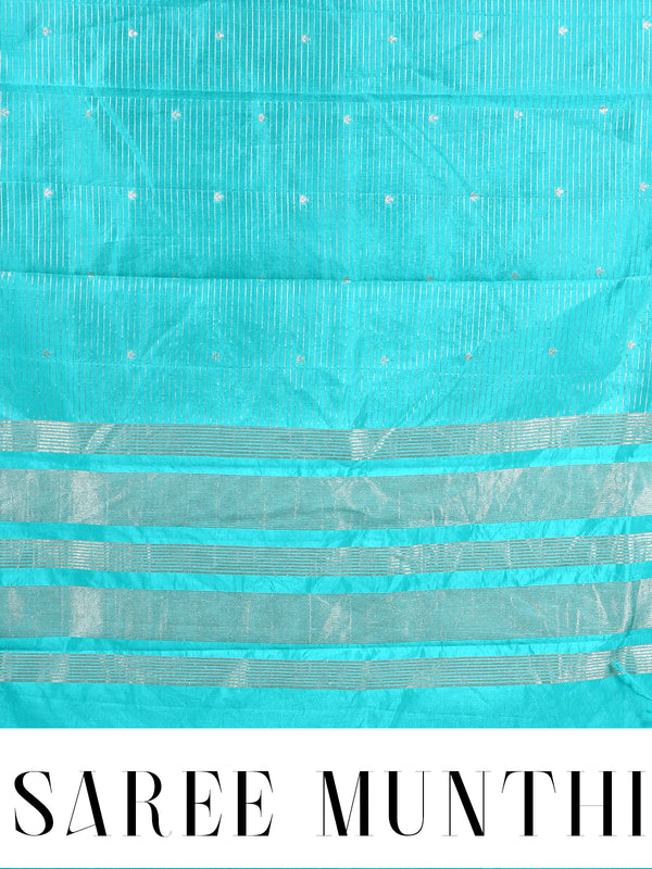 Firoza Blue with Silver - Semi Tussar Saree