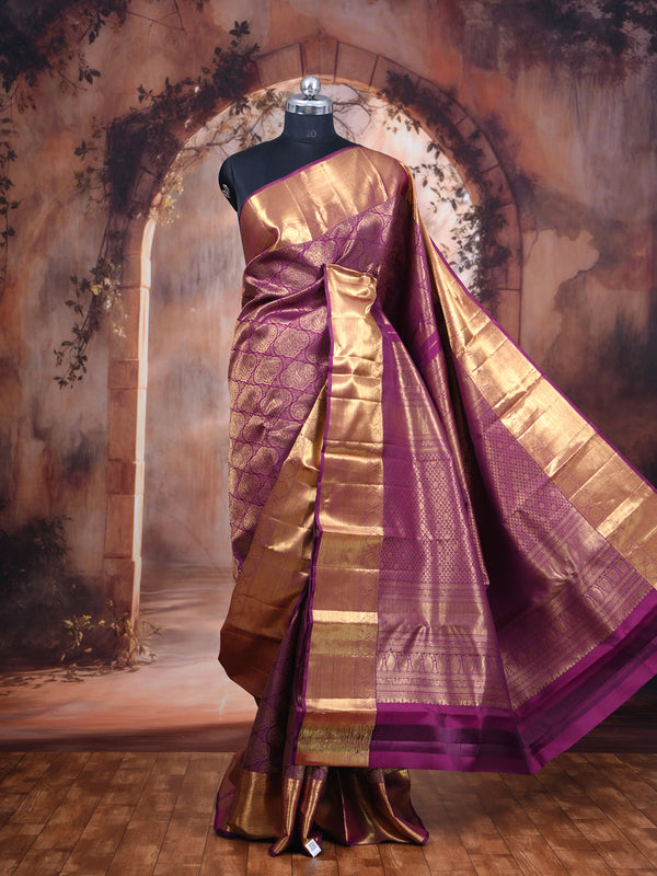 Royal Magenta and Gold Kanchipuram Silk Saree
