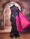 Purple with Rani Pink Semi Silk Saree