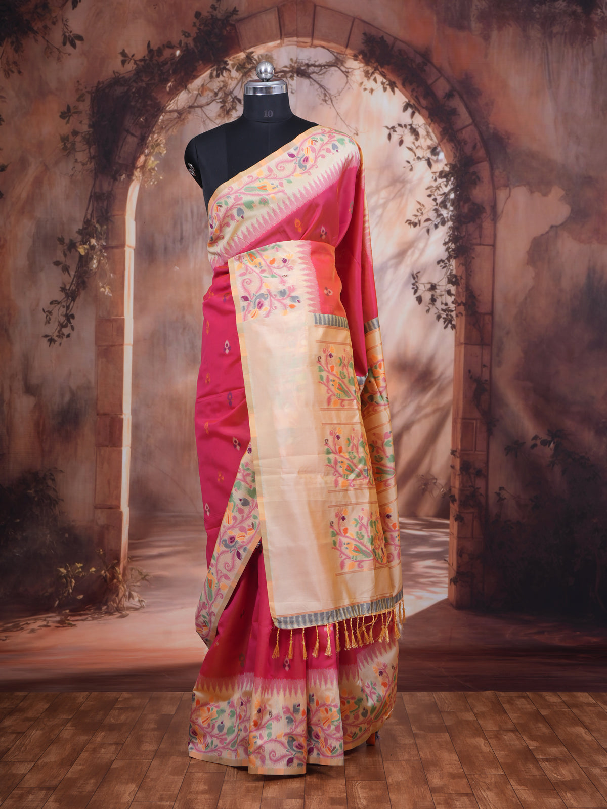 Magenta Pink Semi Silk Saree