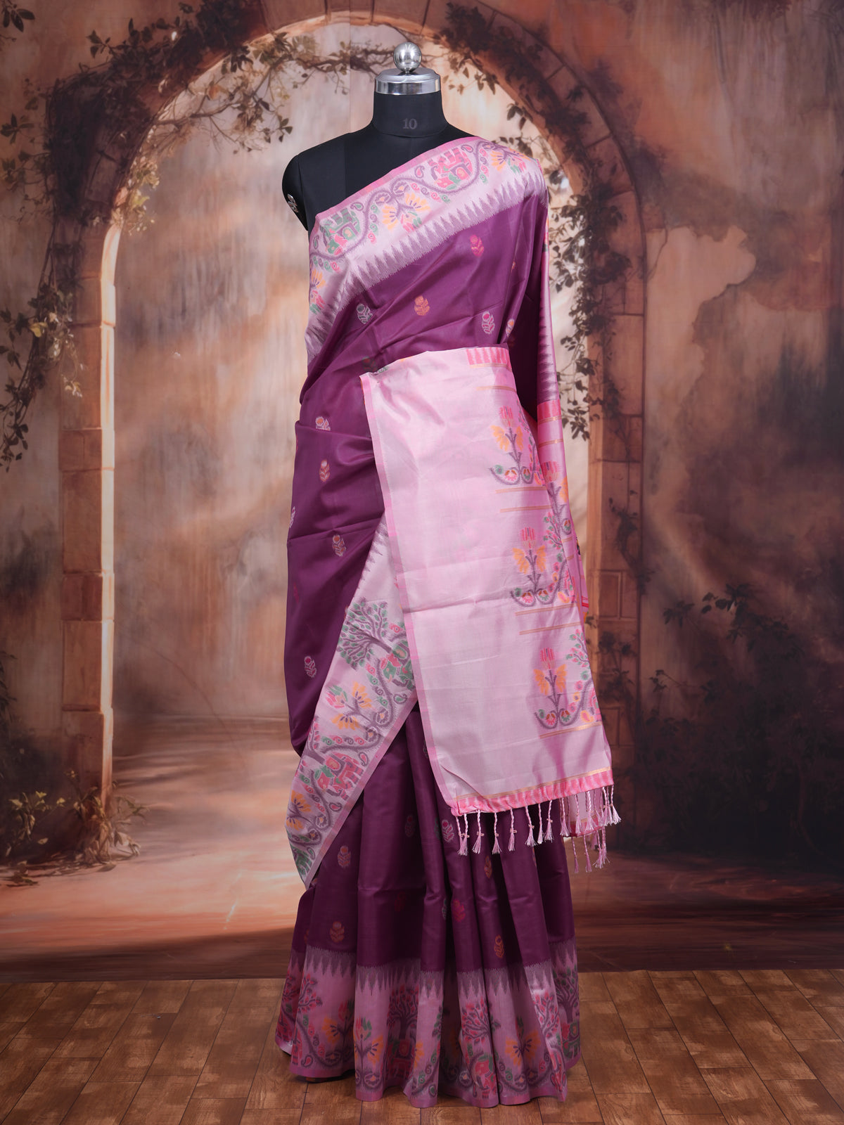 Plum Purple Semi Silk Saree