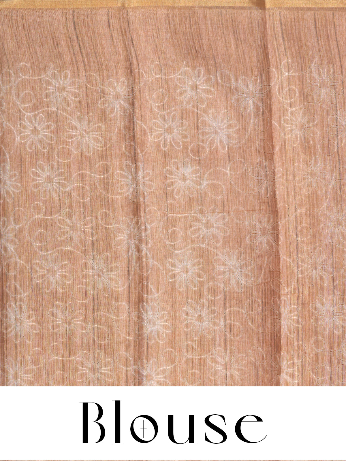 Beige and Multicolor Stripes with Peach Floral Pallu - Linen Cotton Saree