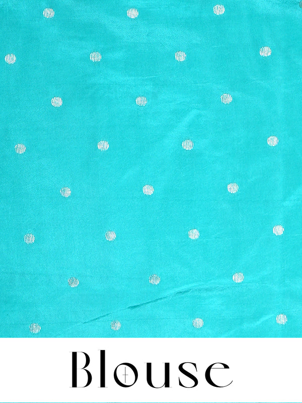 Firoza Blue with Silver - Semi Tussar Saree