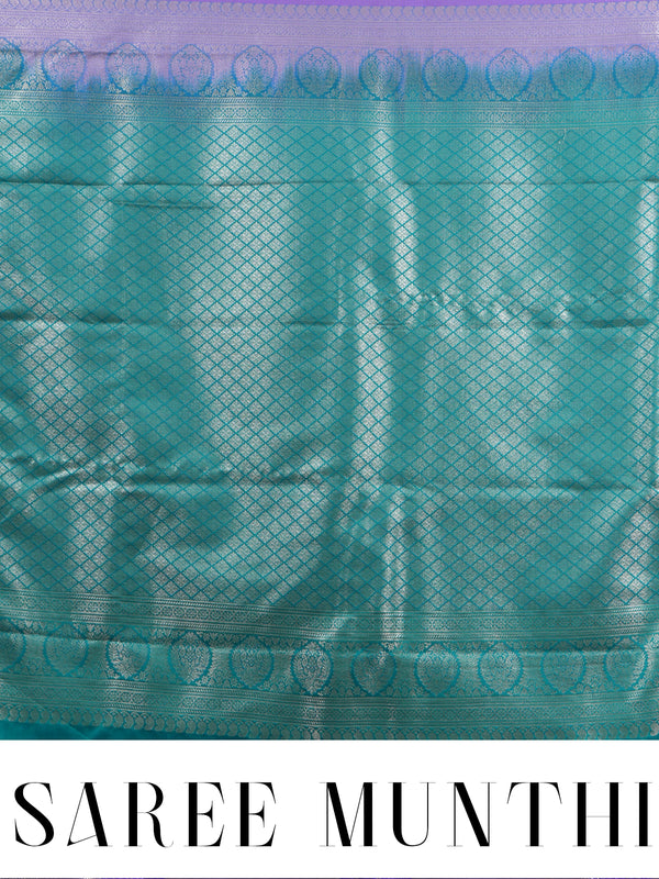 Lavender Purple with Sea Green Kanchipuram Fancy Silk Saree