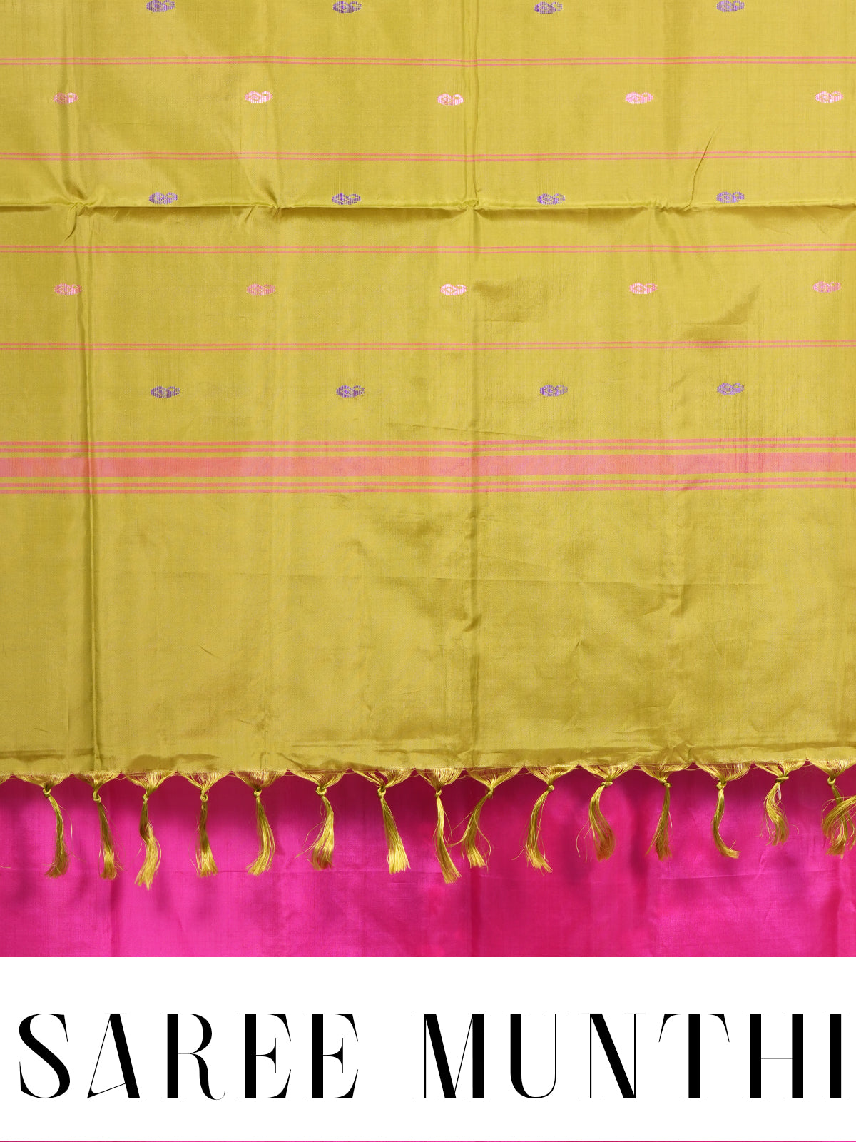 Rani Pink With Olive Green Semi Silk Saree