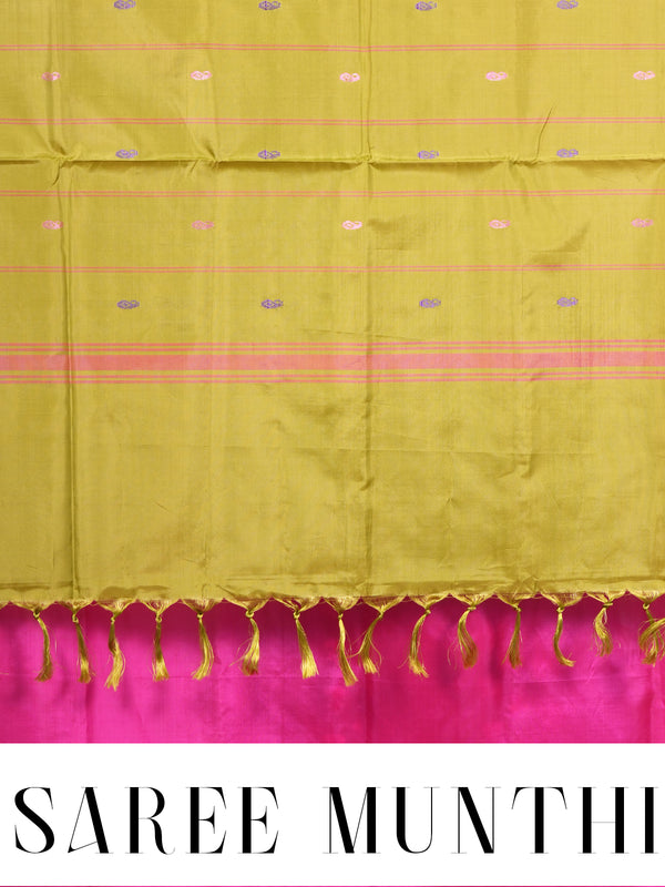 Rani Pink With Olive Green Semi Silk Saree