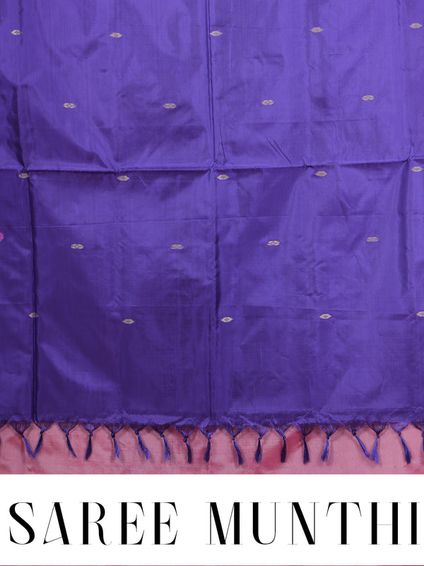 Baby Pink With Purple Semi Silk Saree