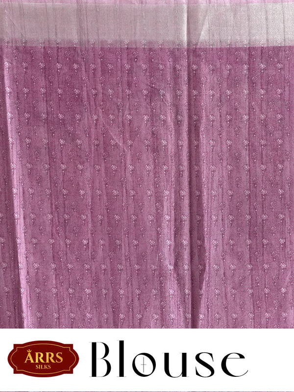Off-White with Pink - Semi Tussar Saree