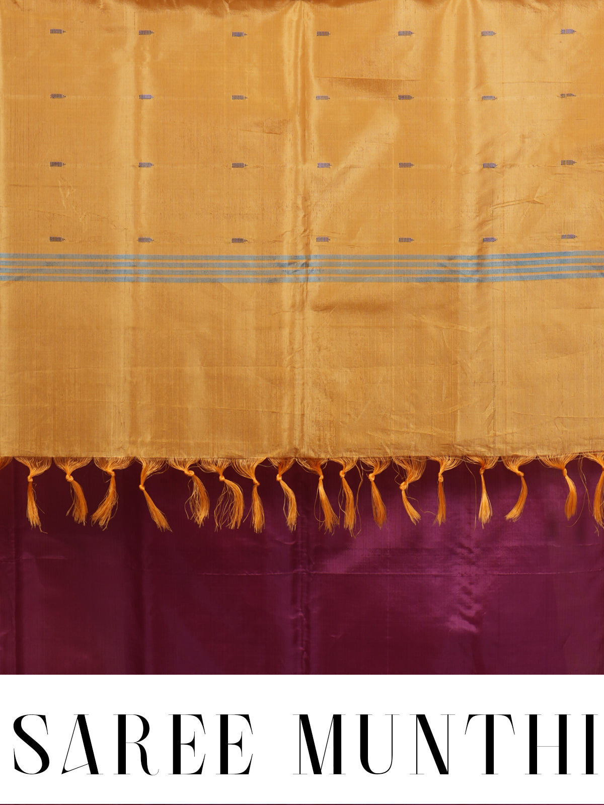 Wine Purple With Yellow Semi ilk Saree