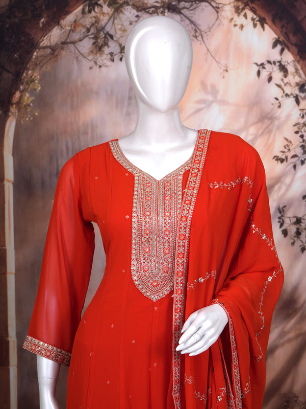 Red with Gold Dupatta Ready Made Salwar Suit