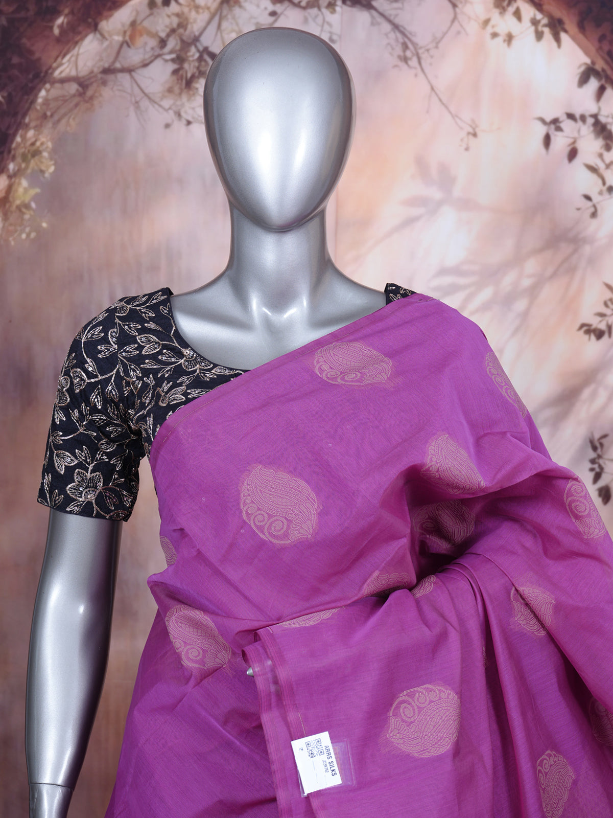 Magenta Pink with Self Munthi Silk Cotton Saree