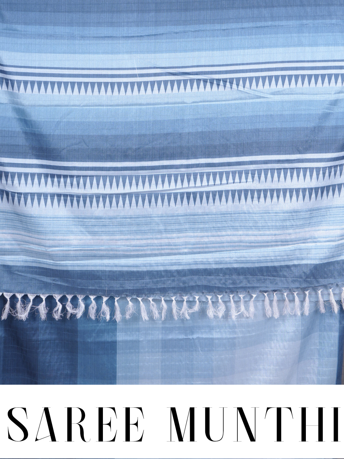 Light Blue and Dark Blue Dola Silk Saree