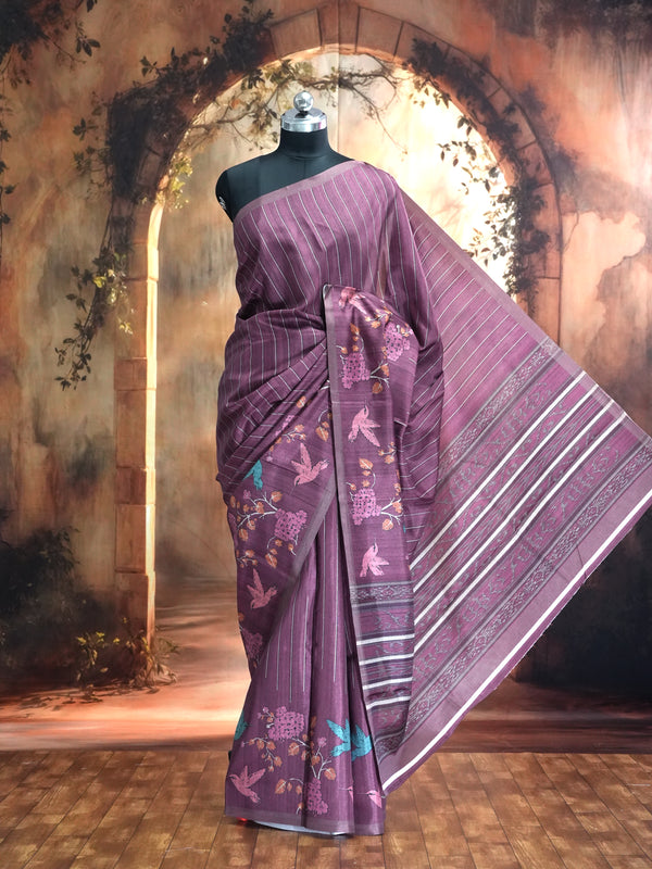 Mauve with Matching Pallu - Semi Tussar Saree