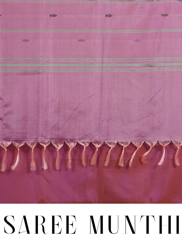 Onion Pink With Orange Semi Silk Saree
